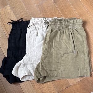 Set of 3 Athleta Retreat Linen 4” Mid-rise Shorts Womens L